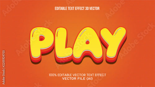 '' PLAY '' TEXT EFFECT 3D VECTOR FOR ALL YOUR NEEDS