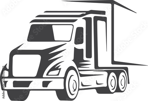 Black and white semi truck icon design