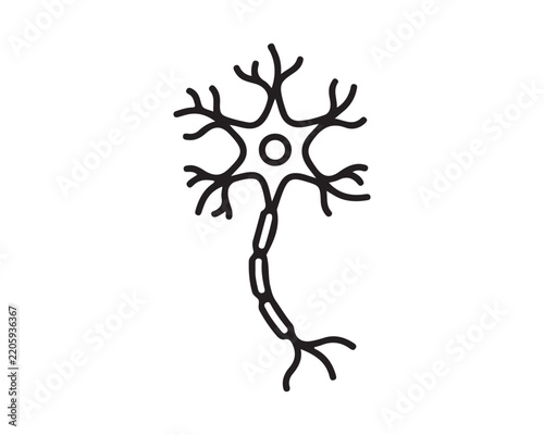 Vector illustration of a single neuron cell for medical or scientific study with nerve cell nervous system biological cell medical icon brain cell