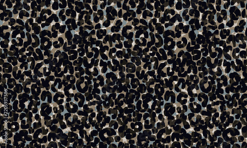 Dark brown leopard seamless pattern. Animal skin.