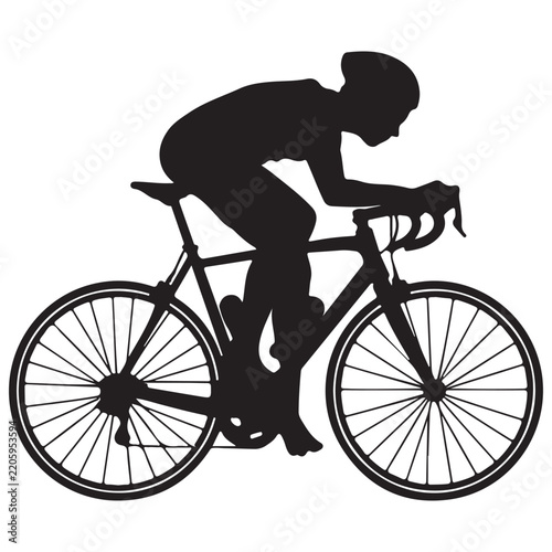 Bicycle Racing Athlete Silhouette Vector Graphic Element