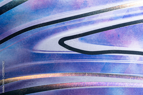 Abstract Blue and Purple Wavy Paper Pattern with Metallic Lines
