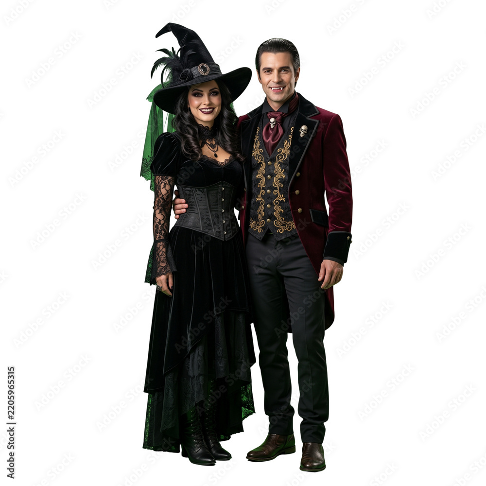 Obraz premium Harry Potter themed couple posing as witch and wizard in costumes