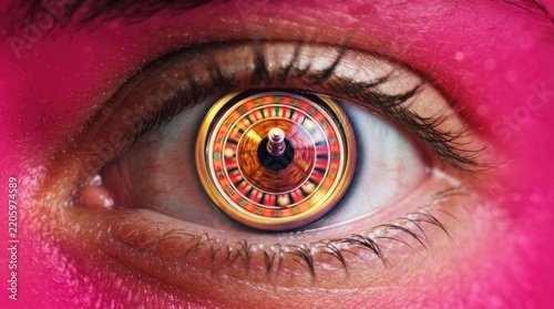 Cybernetic Eye Closeup with Mechanical Clockwork Gears
