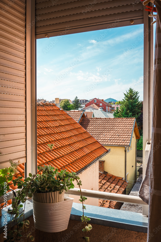 Obraz premium View from the terrace of the apartment, summer period by day