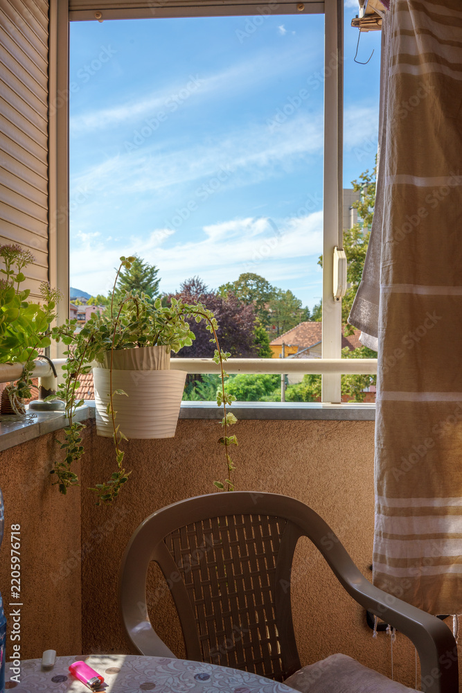 Fototapeta premium View from the terrace of the apartment, summer period by day