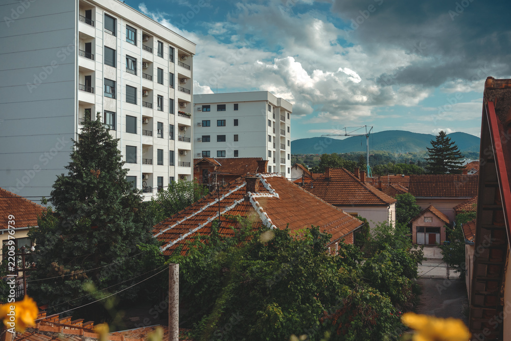 Fototapeta premium View from the terrace of the apartment, summer period by day