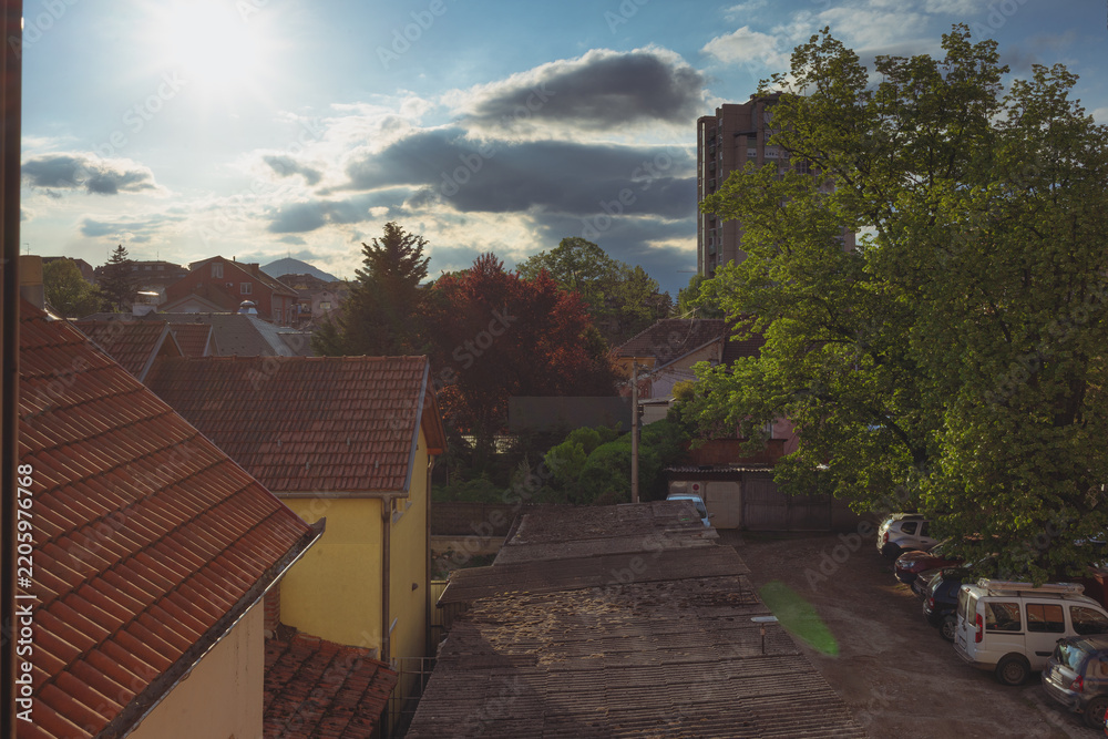Obraz premium View from the terrace of the apartment, summer period by day