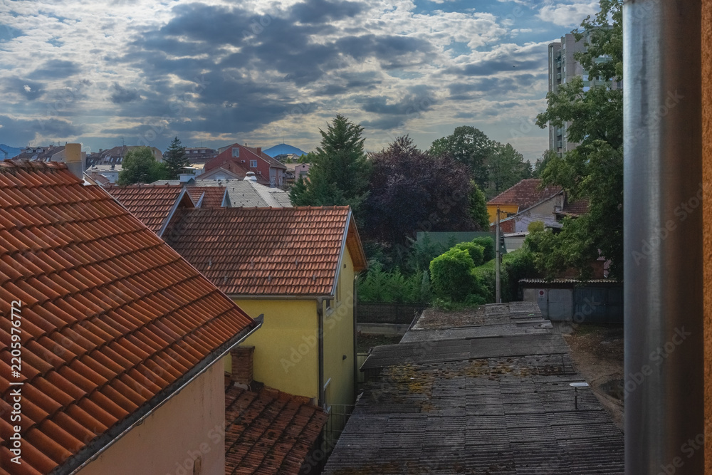 Fototapeta premium View from the terrace of the apartment, summer period by day