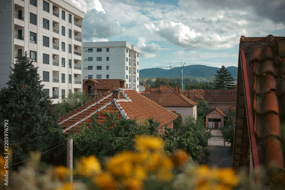 Obraz premium View from the terrace of the apartment, summer period by day