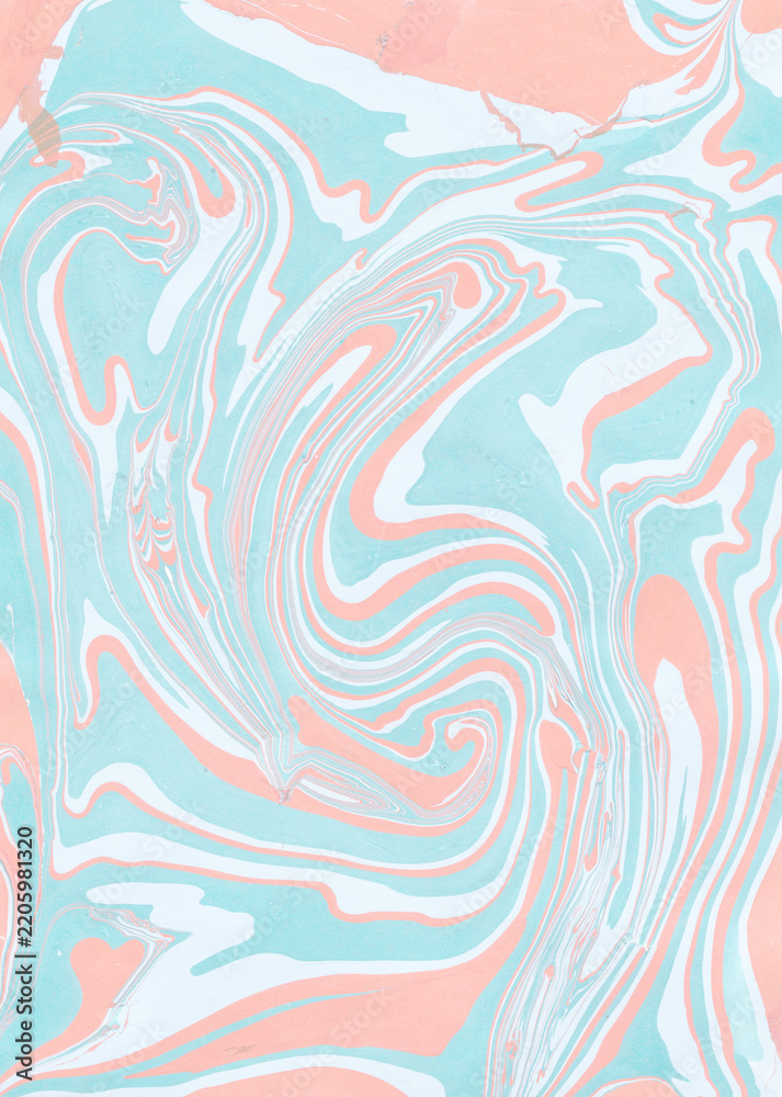 Obraz premium Pastel Aqua and Coral Marble Background with Smooth Organic Waves