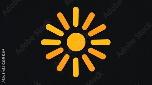 Glowing Orange Sun Icon and Solar Brightness Symbol on Dark Background