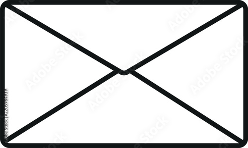 Closed envelope letter mail message black outline vector icon isolated on white background