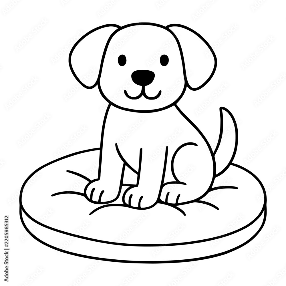 Fototapeta premium Easy Dog on Soft Cushion Coloring Page