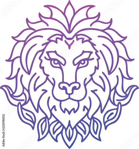 Purple lion head vector illustration