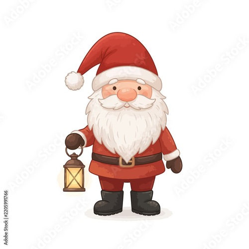 Cute Santa Claus holding lantern illustration