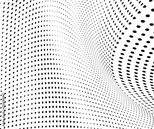 Curved halftone dot pattern suggesting a smooth and continuous wave motion background design