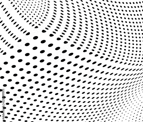 Curved halftone dot pattern suggesting a smooth and continuous wave motion background design