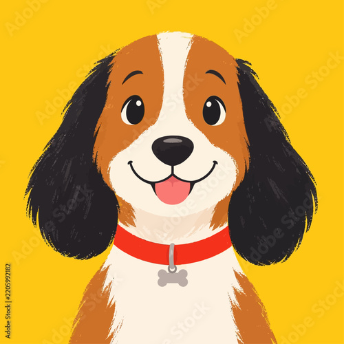 Friendly Cartoon Dog Portrait Illustration