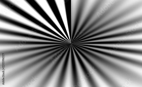 Fotografie radial sunburst rays, black and white starburst, optical illusion background, mo