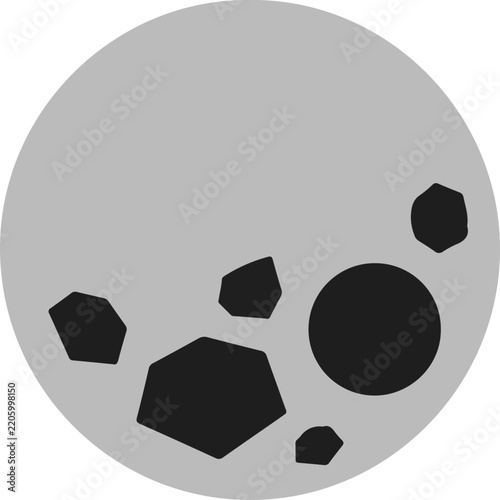 Full moon icon with craters in a minimalist flat vector style for space and astronomy design