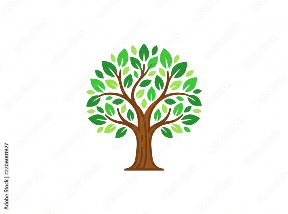 Obraz premium Green tree vector illustration on isolated white background