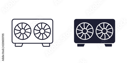 heat pump icon, line and solid design