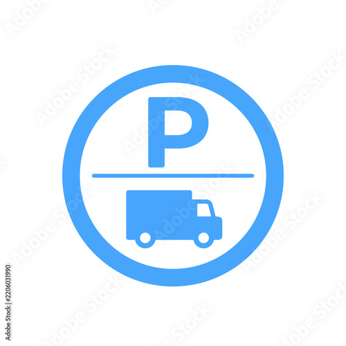 truck parking icon, vector sign with a cargo vehicle