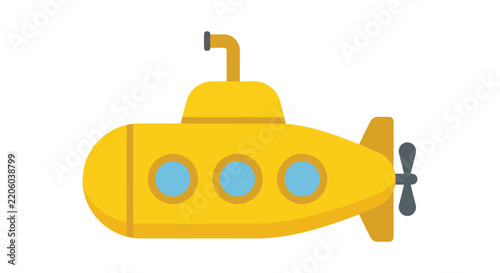 фотографія Yellow submarine illustration features a simplified cartoonish design on a white