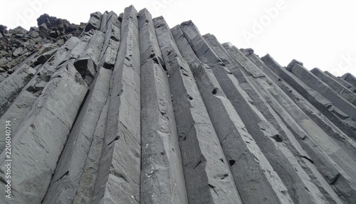 Striking Gray Basalt Columns Formed by Natural Geological Processes