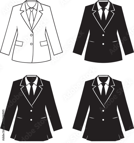 School Uniform Icons Set – Blazer, Suit Jacket, Tie and Student Formal Wear Vector Collection