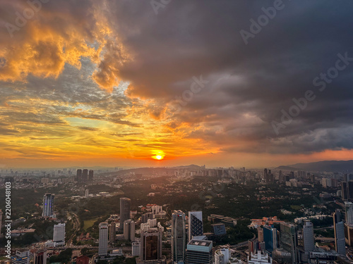 Panoramic Aerial View of Kuala Lumpur, Malaysia at Sunset	
