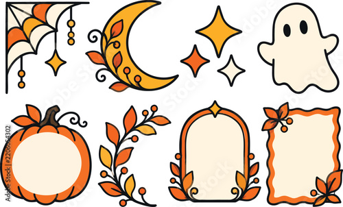 Halloween social media overlay vector set