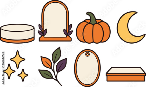 Halloween retail window display vector kit