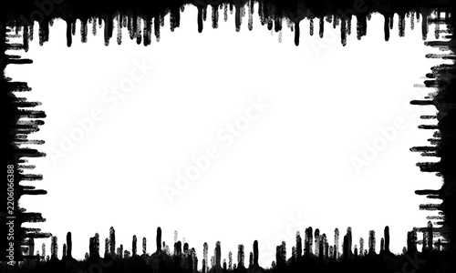 Black ink drip border frame isolated on transparent background
