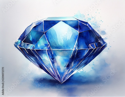 blue diamond watercolor painting
