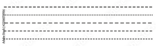 Black Horizontal dashed line set for layout design