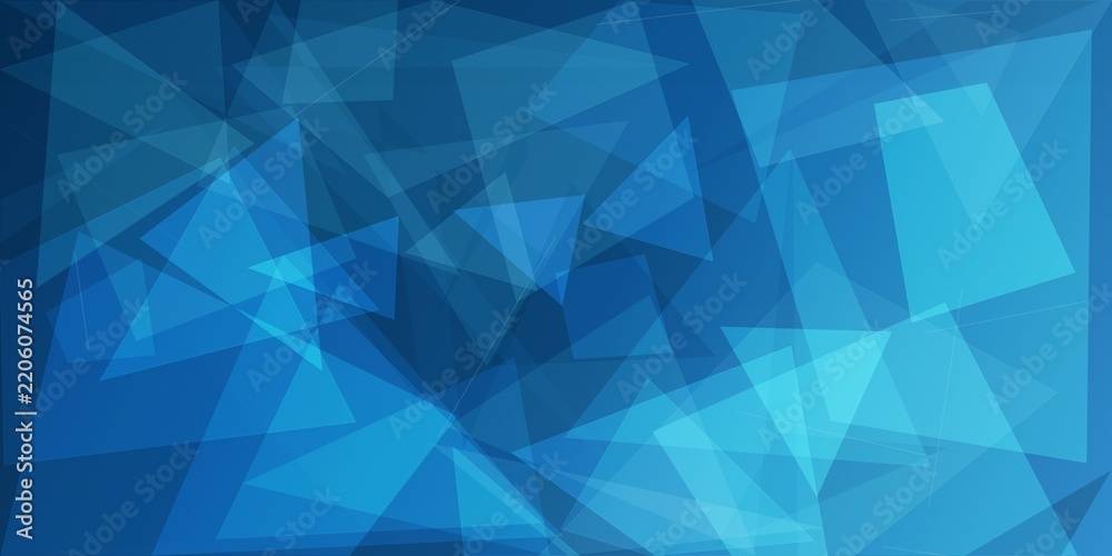 Obraz premium modern abstract blue background design with overlays of textured white transparent material in triangle diamond and squares shapes in random geometric pattern