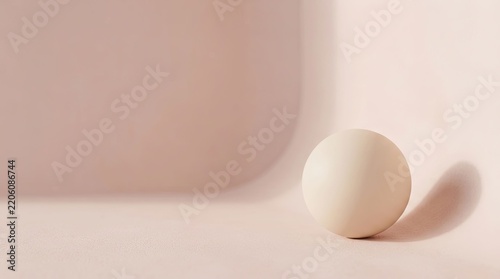 minimalist composition with a round object on soft pink background