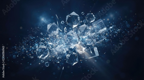 abstract crystal explosion with sparkling light effects