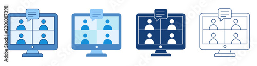 Online Meeting Video Conference Web Call Icon Set