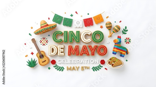 Cinco de mayo festive celebration background with traditional mexican elements and party decorations