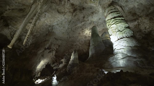 Cinematic shot of geological features at Carlsbad Caverns National Park in New Mexico, USA
