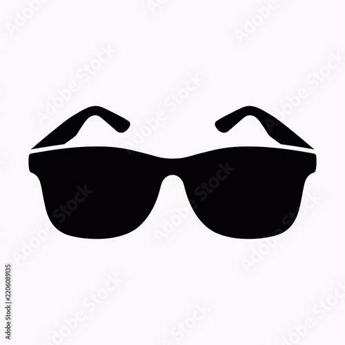 Black sunglasses icon silhouette isolated on white background for summer fashion design.