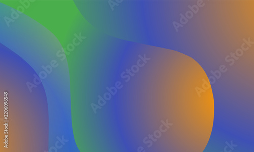 Modern Abstract Gradient Background with Fluid Wavy Shapes in Blue Green and Orange Colors