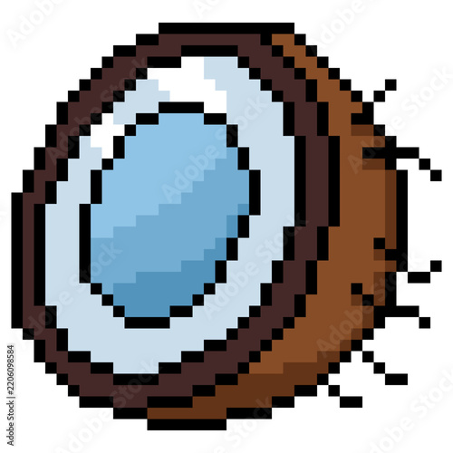 Vector Pixel Art Icon of Coconut
