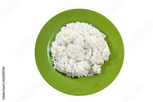 bowl of rice with green plate