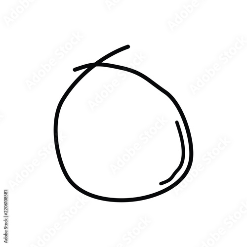 Black and white circle outline illustration in an imperfect, hand-drawn style.