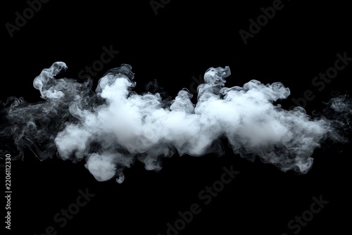 Ethereal wisps of white smoke forming abstract shapes, floating against a deep black background