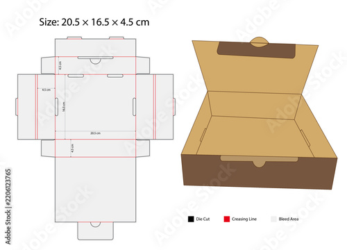Carton Box Dieline Template with Die Cut, Creasing Lines and 3D Mockup